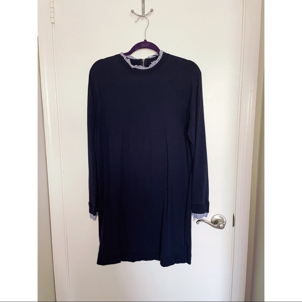 Dalia - Navy Ruffle Collar Dress